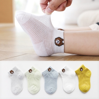 5 Pairs/lot Cute Bear Children's Mesh  Summer Socks  Thin Section Mesh Breathable Cotton Socks 1-3 Years Old Girls Socks Spring And Summer #0