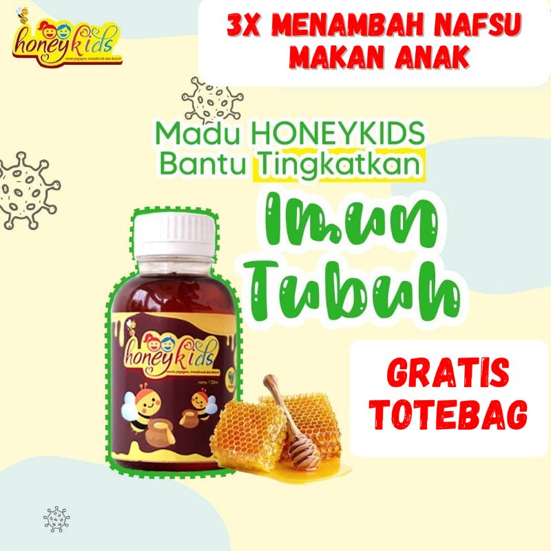 Madu honeykids Honey Kids Penambah Nafsu Makan Anak 130ml temulawak habatussauda kunyit pegagan  Rp99,000