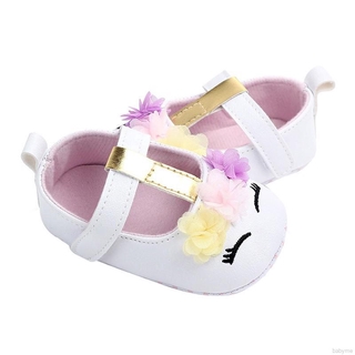 Baby Girls Toddler Infant First Walkers Non-Slip Floral PU Princess Shoes #5