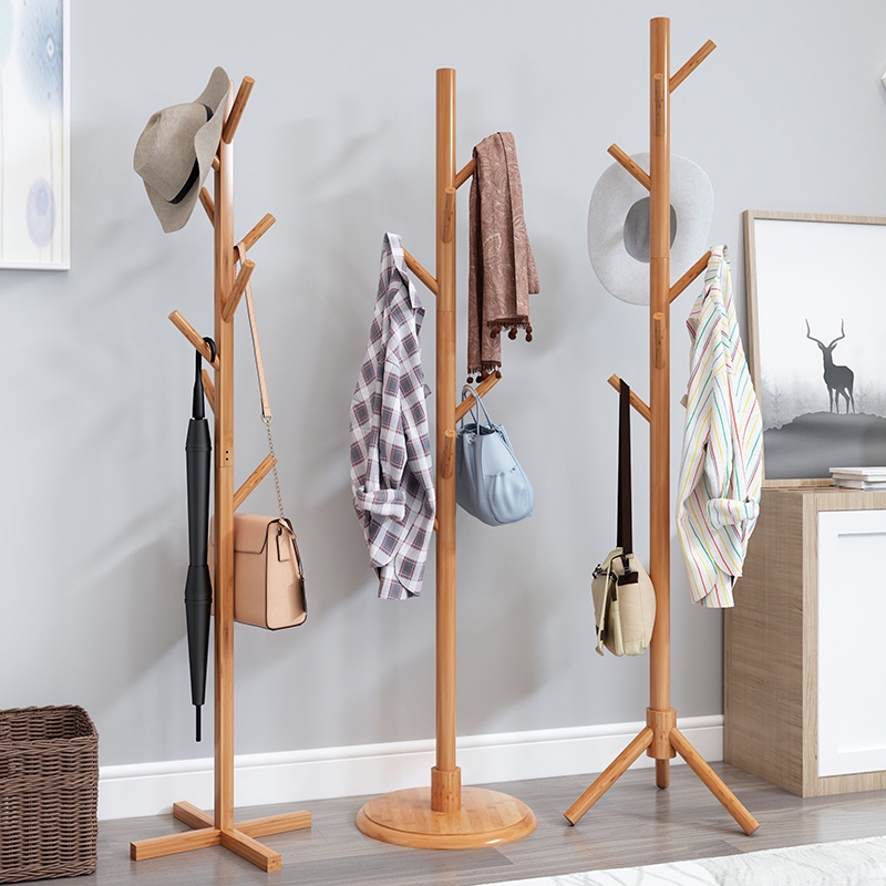 Minimalist Standing Clothes Rack / Light Alpine Wood Color / 8 Arms for hanging Shopee Singapore