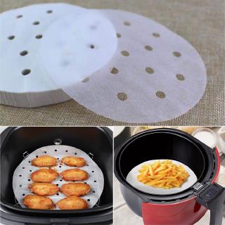 100Pcs air fryer bamboo steamer paper bile barbecue steamed mat perforated parchment paper non-stick baking oil paper