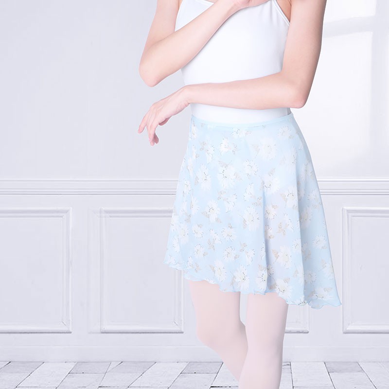 Chiffon Ballet Skirt Women Adult Girls Wrap Ballroom Dance Skirt Floral