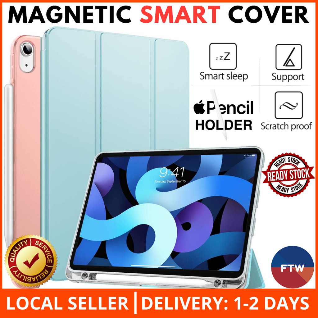 1 2 Day Sg Delivery Magnetic Smart Cover With Apple Pencil Holder Ipad Air 4 Pro 11 Mini 4 5 Case Cover Casing Shopee Singapore