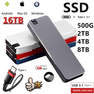 External Hard Disk USB 3.1 2/4/8/16TB SSD Portable Hard Drive Plug and Play