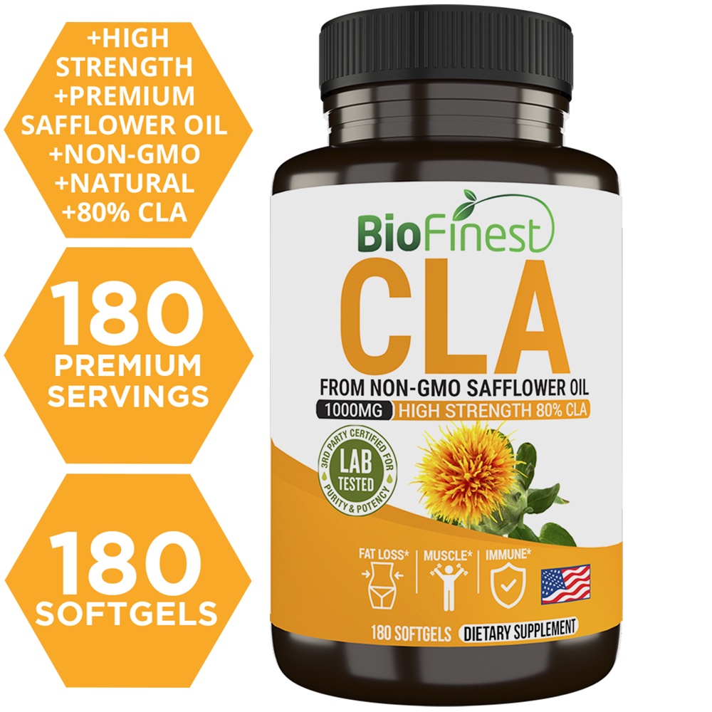 Biofinest CLA 1000mg Supplement 800mg Safflower Oil Fat Burner