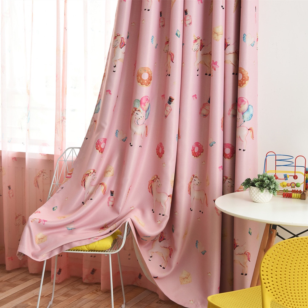 Ready Stock Lovely Cartoon Unicorn Children Window Treatment Blackout