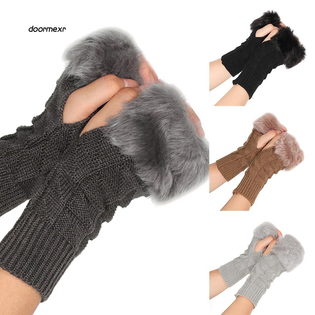 fur half gloves