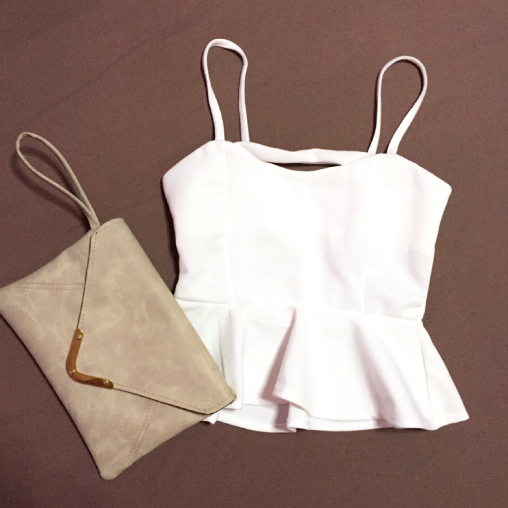 peplum spaghetti top