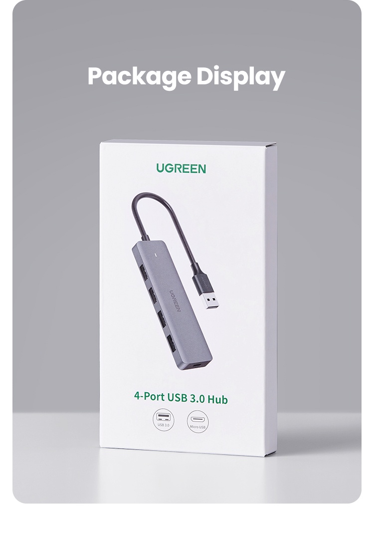 UGREEN 4 Port USB 3.0 Hub Ultra Slim High Speed USB Splitter Portable