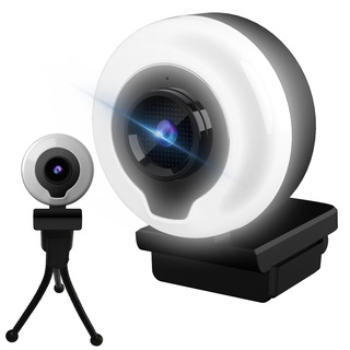 2K Webcam with Ring Light Microphone HD Streaming Web Camera with Tripod AutoFocus Adjustable Brightness for PC laptop