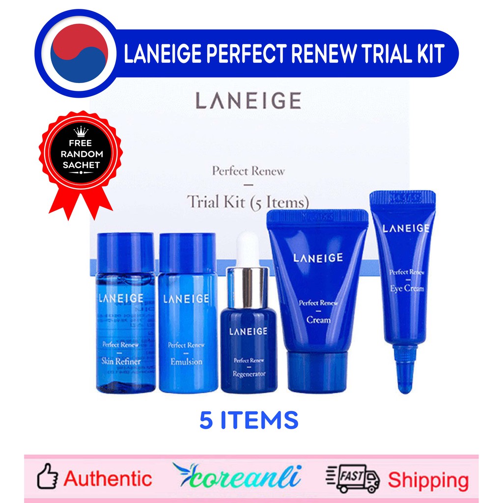 Laneige Perfect Renew Trial Kit 5 Items Anti Aging Skin Care + FREE