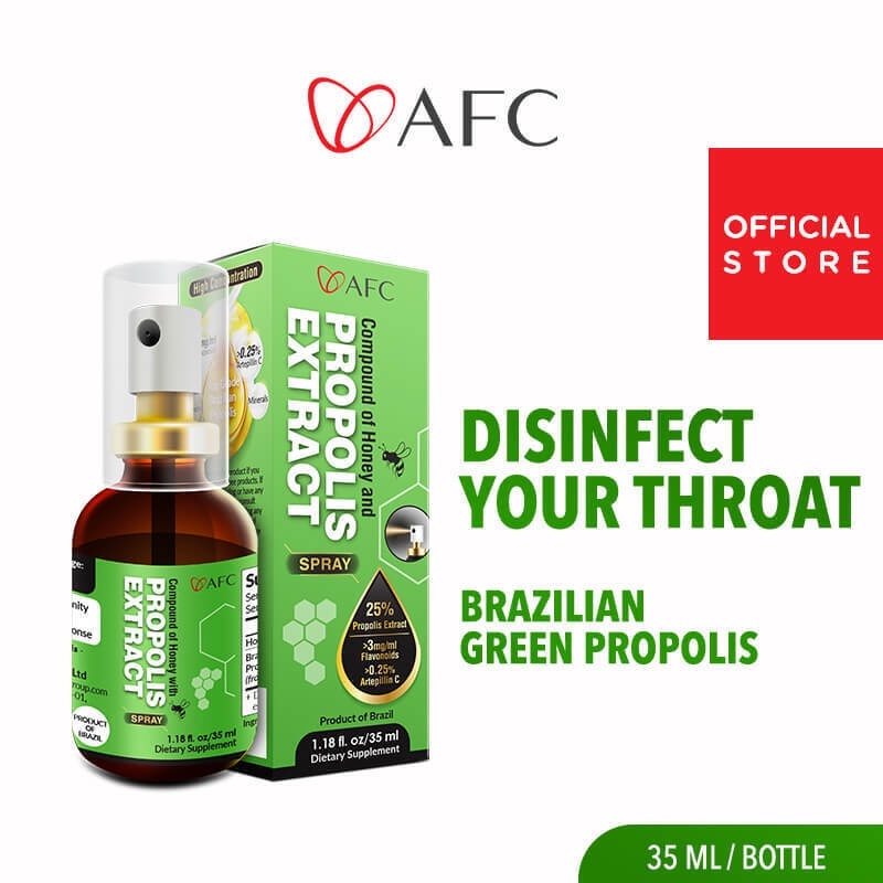 AFC Brazilian Green Propolis Spray 35ml for Cough Sore Throat Bad