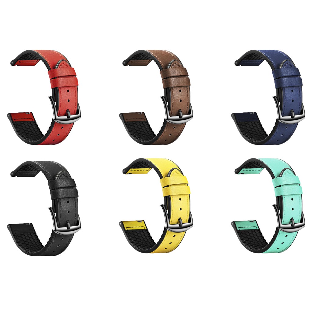 22mm Soft Silicone + Genuine Leather Replacement Strap Wristband Compatible  with Huawei Watch /Samsung Galaxy Watch/Fitbit Versa/Garmin | Shopee  Singapore