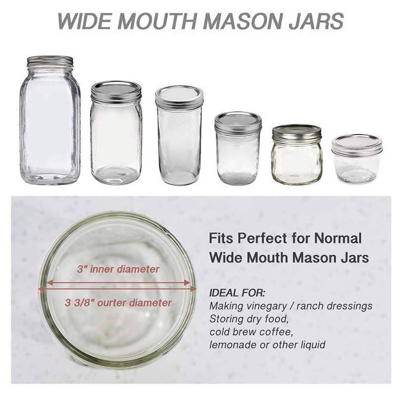 Leak Proof And Secure Canning Jar Caps Canning Lids Regular Mouth Mason Jar Lids And Bands 12 Packs Stainless Steel Split-type Lids For Mason Jar Regular Mouth 