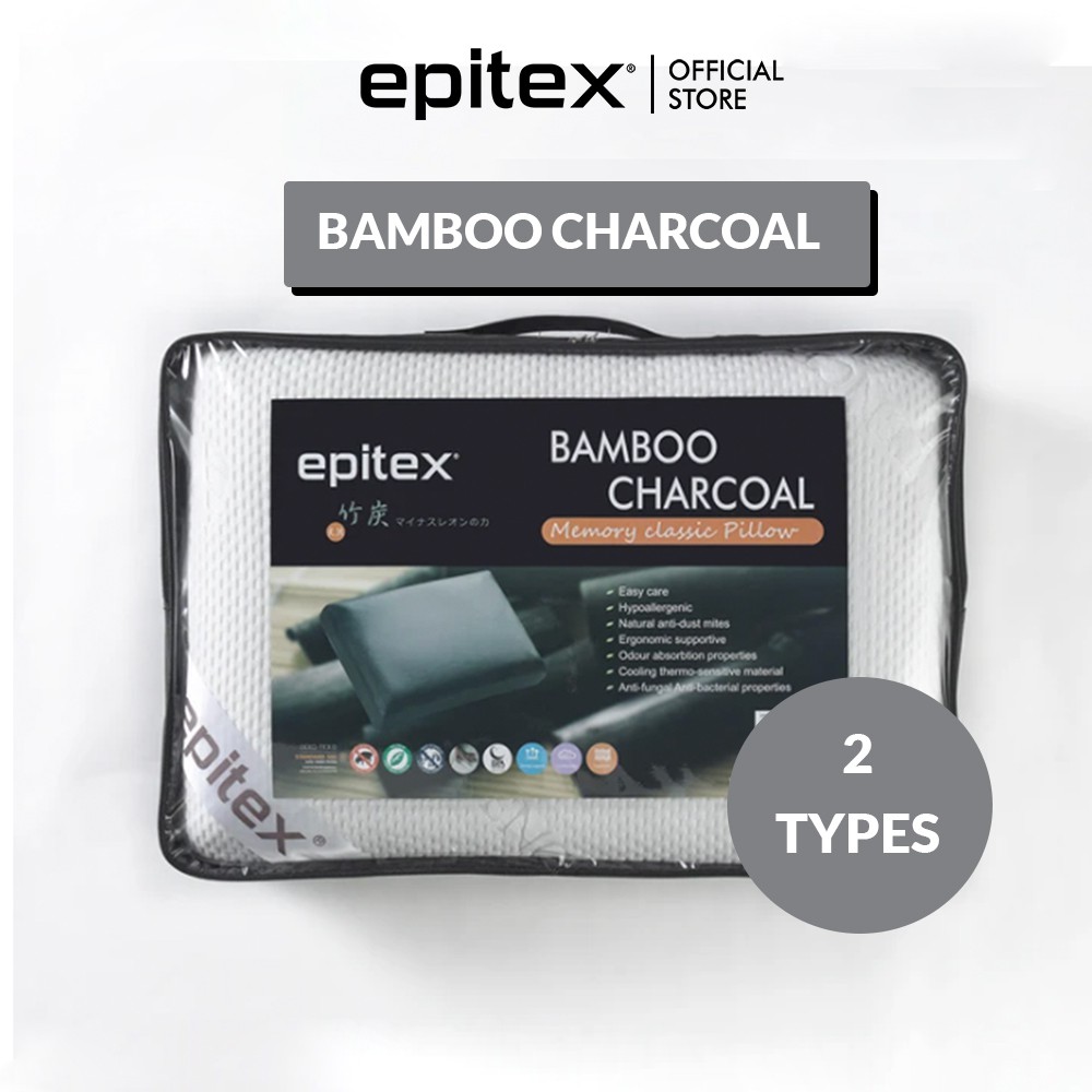 Epitex Tencel Bamboo Charcoal Memory Contour Classic Pillow Health