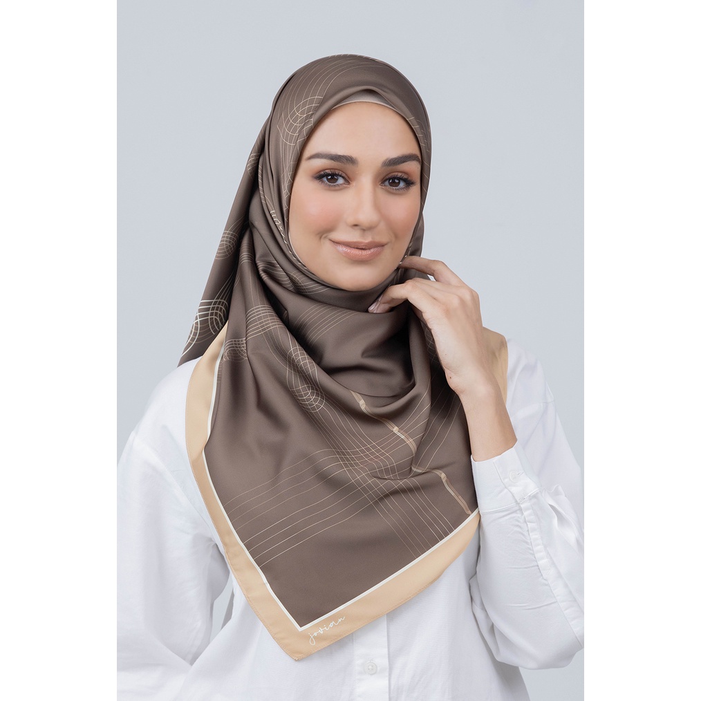 Jovian Hijab Stripes Malia Square Shawl - Brown Chocolate | Shopee ...