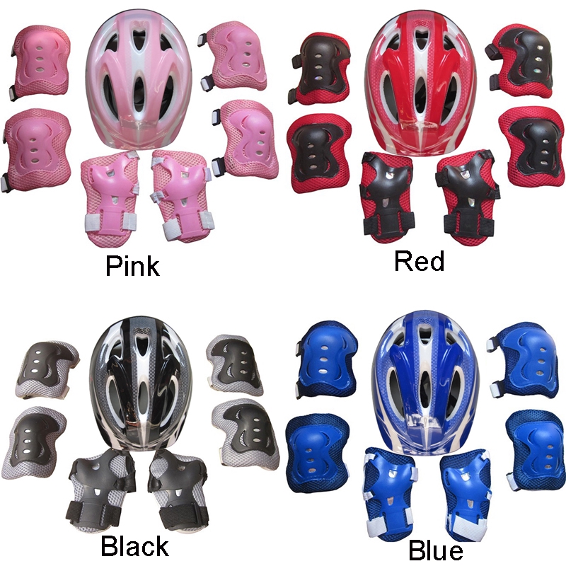 Details about   7pcs Boys Girls Child Safety Skating Bike Helmet Knee Elbow Protective Gear Set 