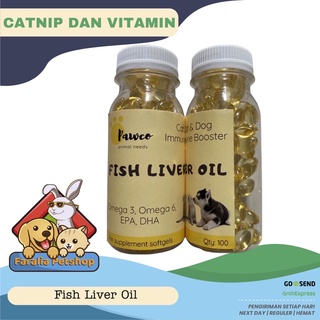 Pawco Fish Liver Oil Vitamin Fish Oil 100pcs For Dog Cat Bird Cat Dog