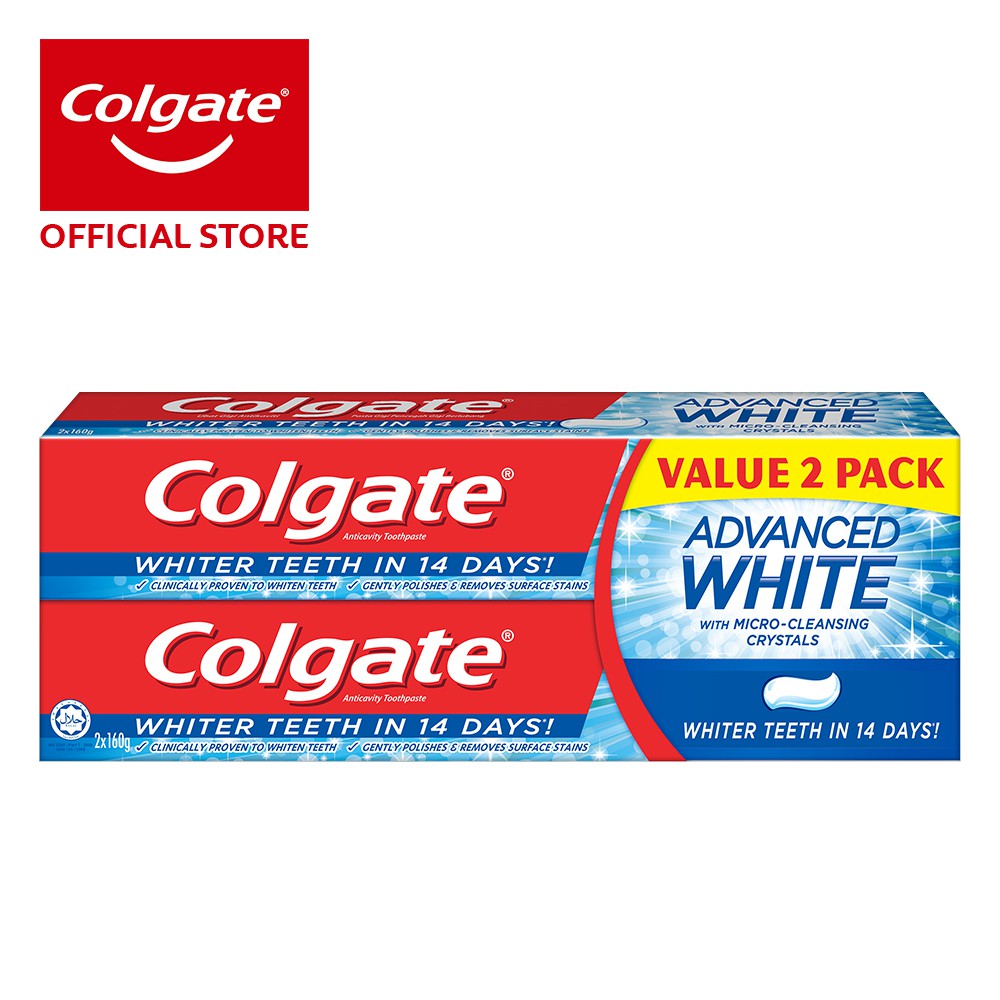 Colgate Advanced White Whitening Toothpaste Valuepack 160g x 2 Shopee