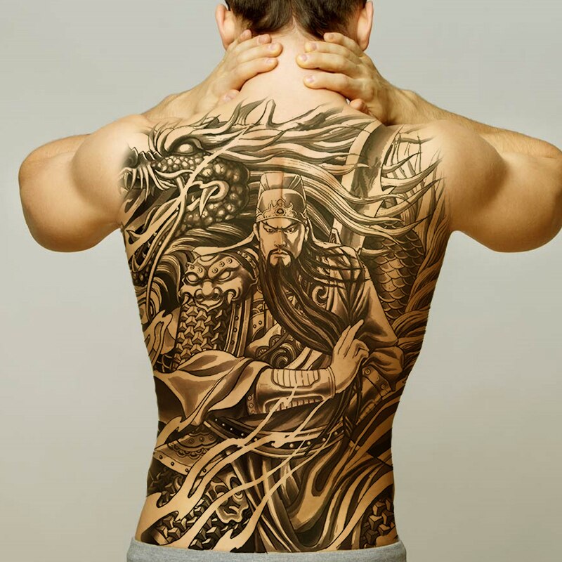 Temporary Tattoos Large Men Back Tattoo Chinese Characters Sexy Full Back Tatoo Big Black Body Tattoo Boys Water Transfer Decal Shopee Singapore