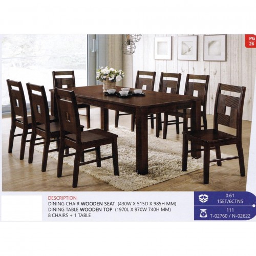 Fully Solid Wood 1 8 Dining Table Chair, 8 Person Dining Table And Chairs Set
