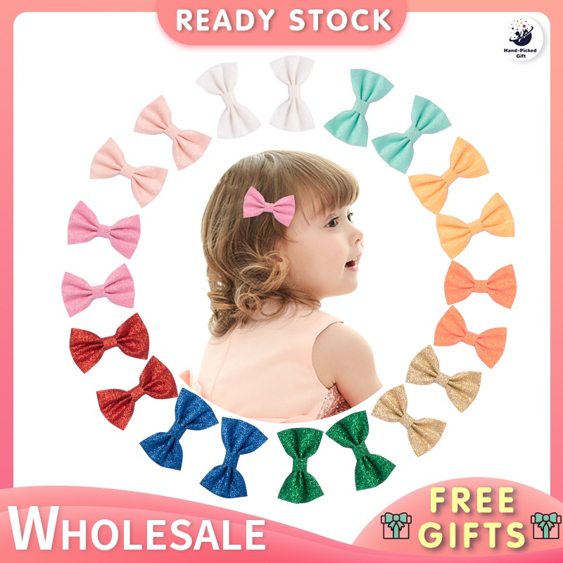 Ready Stock  1Pcs Baby Hairclip Candy Glitter Sequin Small Hairpin Solid Bow Children's Kids Hair Accessories
