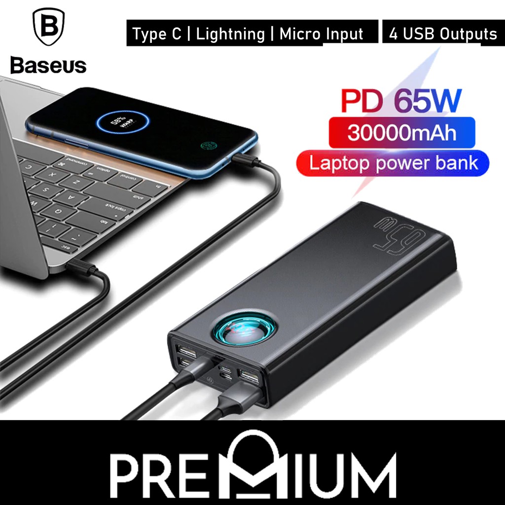 BASEUS 65W 30000mAh Laptop Power Bank Powerbank PD 3.0 QC3.0 Quick