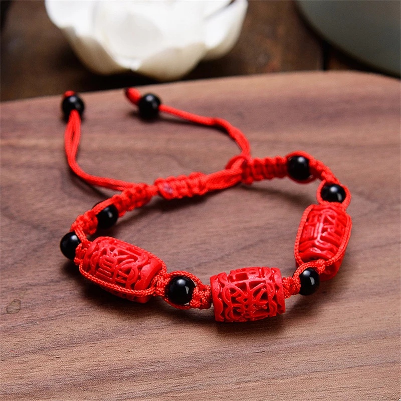 Women Ethnic Handicraft Lacquer Carved Rose Beaded Bracelets] [Girls Charm  Red Rope Chain Bracelet] [Women & Men Jewellery Gifts] | Shopee Singapore