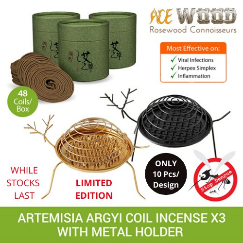 Artemisia Argyi Coil Incense with Exclusive Metal Deer ...