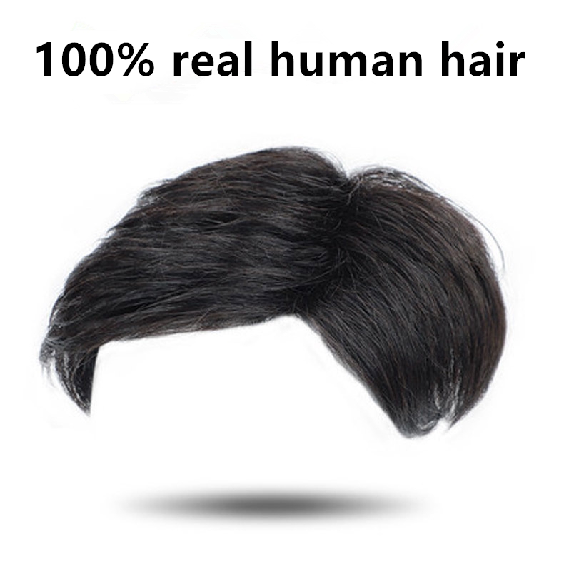 READY STOCK】100% Real Human Hair Wigs Mens Short Full Wig Hairpiece Toupees  For Man | Shopee Singapore