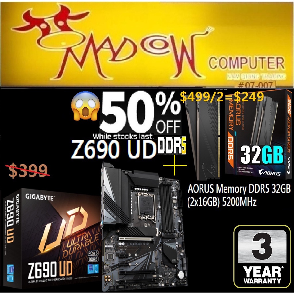 GIGABYTE Z690 UD DDR5 model Z690 ATX motherboard(3Y) + 50 off item
