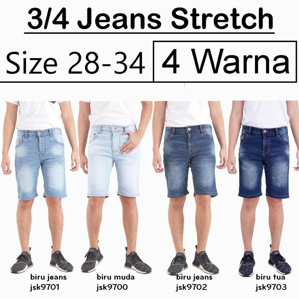 Jeans 3/4 Knee-Length Men Denim Short 