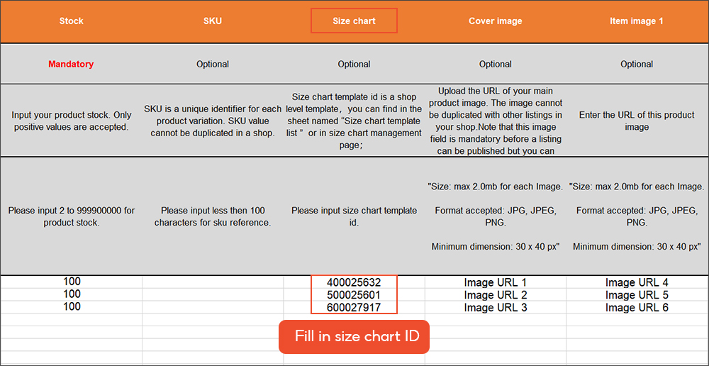 Size Chart Management Tool | Shopee SG Seller Education Hub