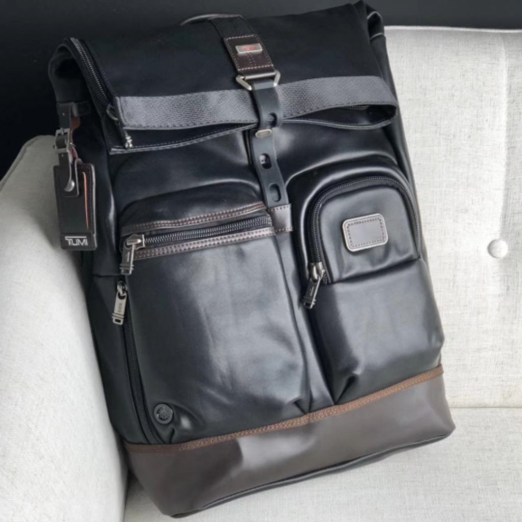 tumi leather backpack