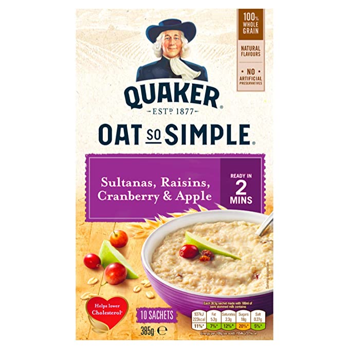 Quaker Oat So Simple Sultana/Raisin/Cranberry/Apple 10x38.5g | Shopee ...