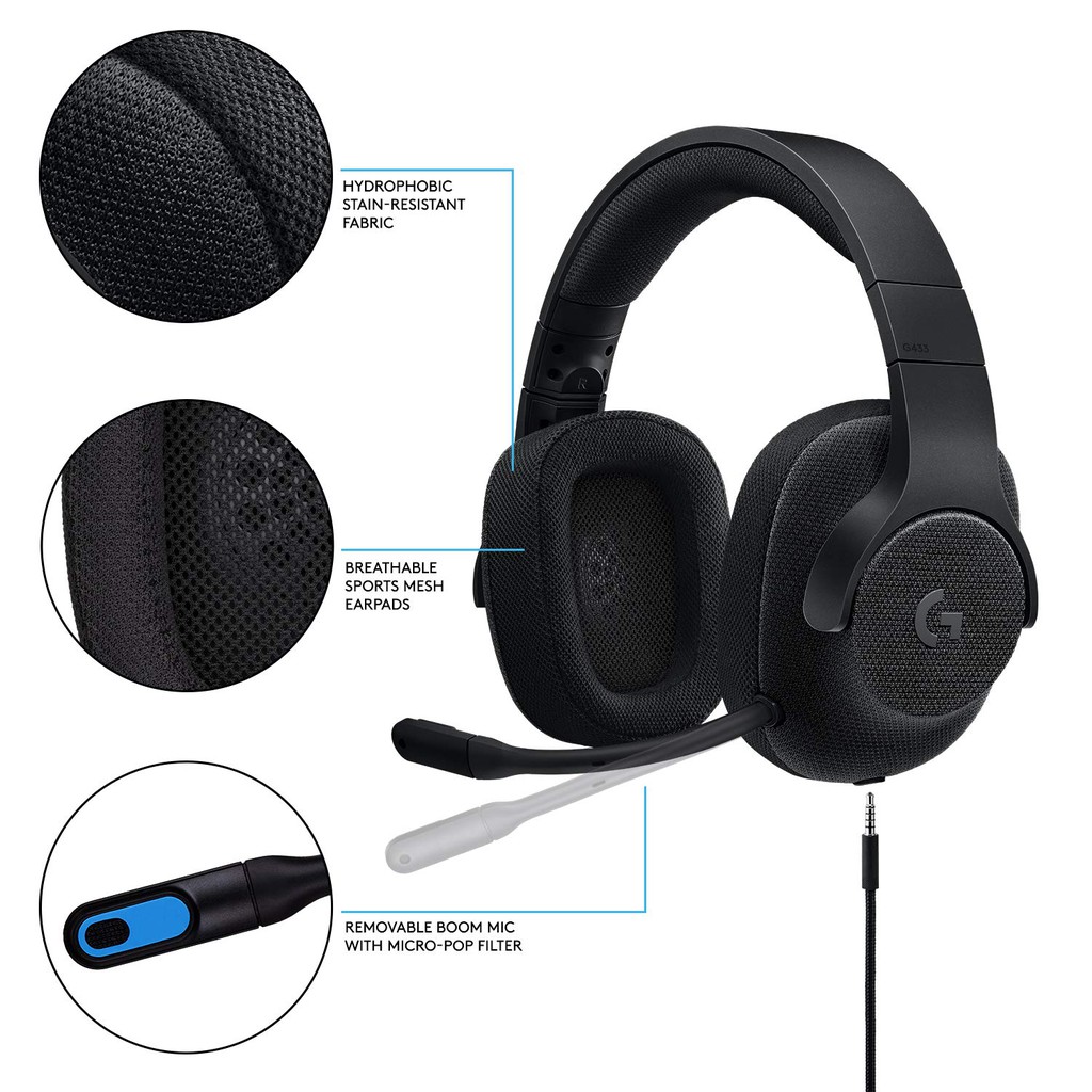 logitech g433 7.1 wired gaming headset with dts headphone
