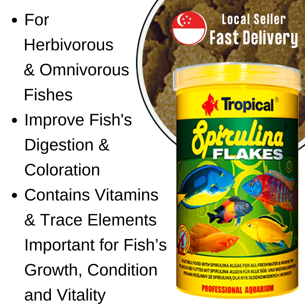 Spirulina Fish Food Flakes Floating Aquarium Supplementary Vitamins