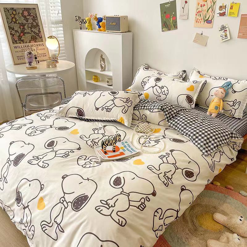 Ins Cartoon Snoopy Bedding Sets, King Size Duvet Cover For Queen Bed
