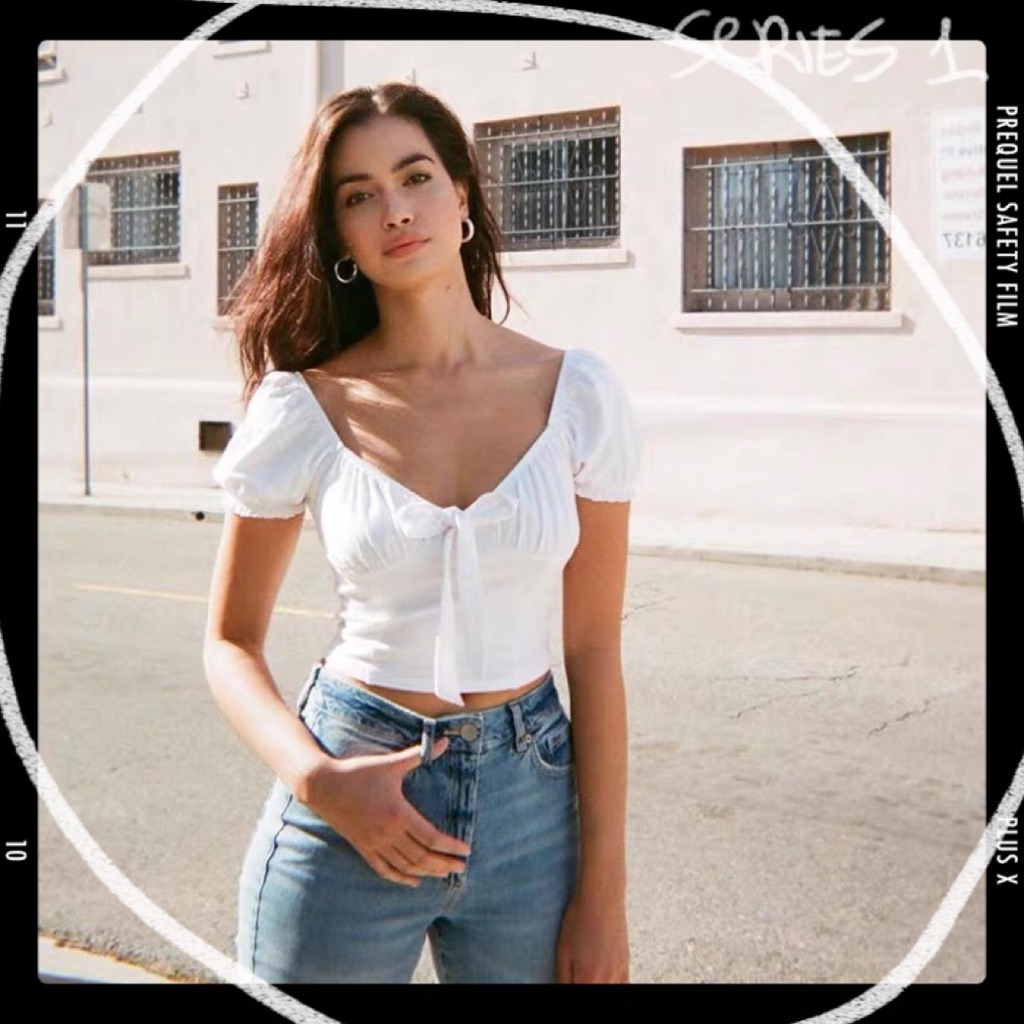 smocked white crop top