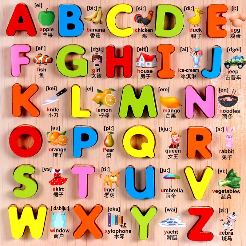 Alphabet Blocks Learning Puzzle Wooden Letters Colorful Educational ...