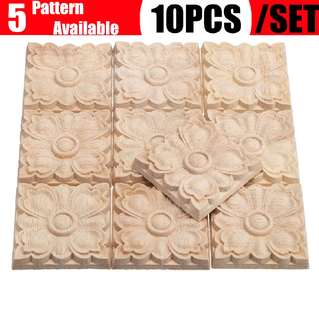 10pcs Decorative Wooden Mouldings Furniture Appliques Onlays