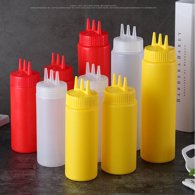 Ketchup Squeeze Bottle Plastic Condiment Squeeze Squirt Bottles 3 Hole Dispensing Bottles For 9777