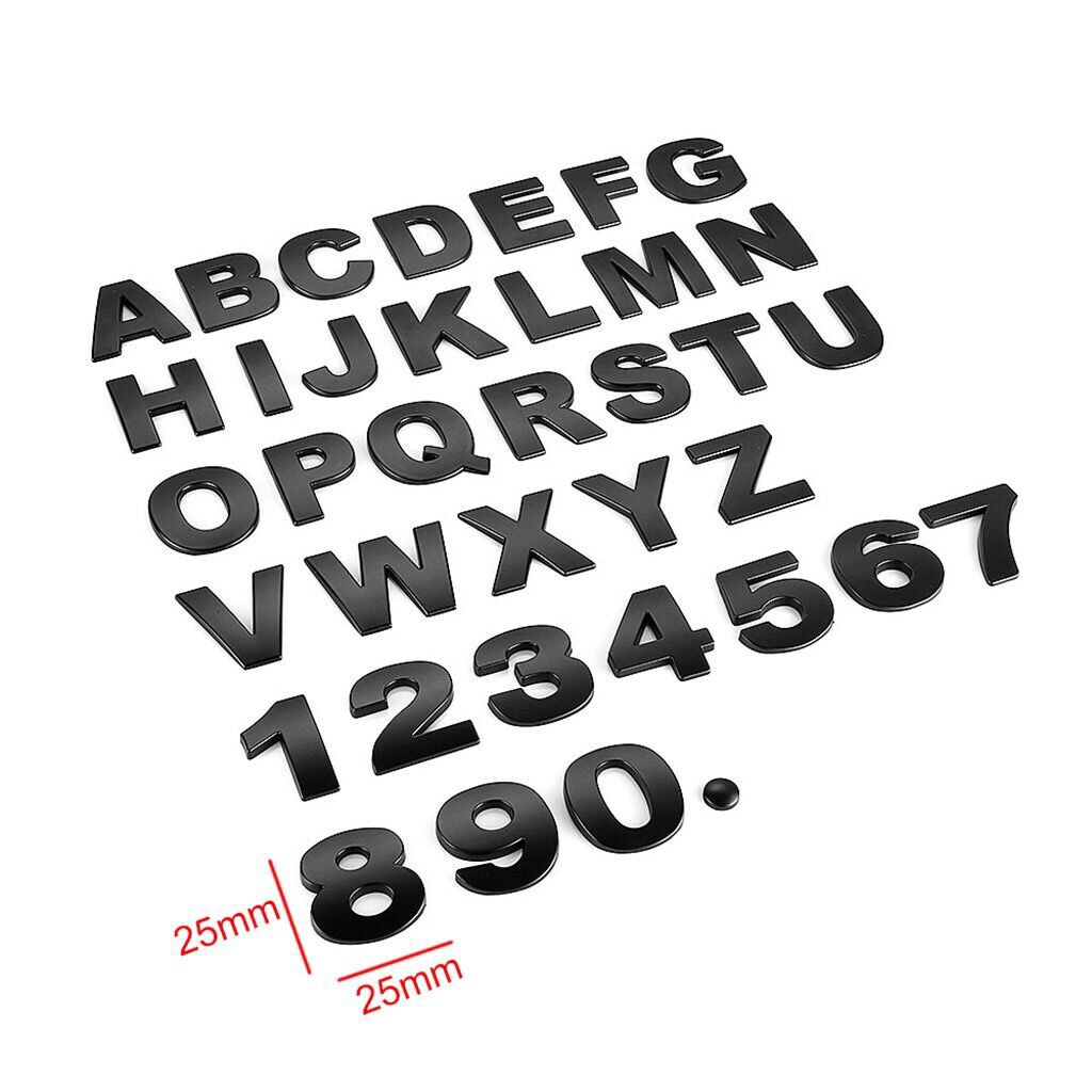 1 x 25mm Black Metal DIY 3D Letter Digital Alphabet Car 1 x 25mm Black Metal DIY 3D Letter Digital Alphabet Car