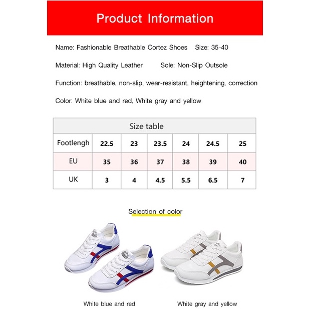 Image of Fashionable Breathable Cortez Shoes Women's Fashion Casual Leather Shoes Sports Shoes #8