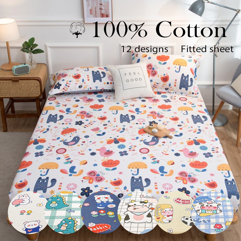 DansUnReve 100 Cotton Cute Fitted Sheet Twin Queen King Bedsheet