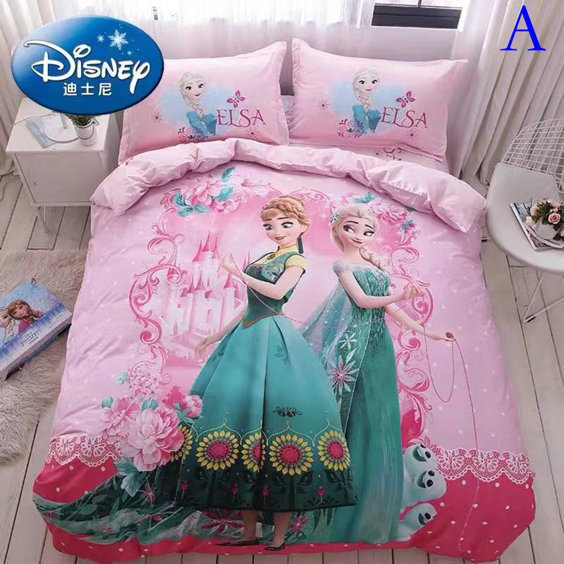 Cotton Fittedsheet 4pcs Single Queen, Disney Frozen Queen Size Bedding