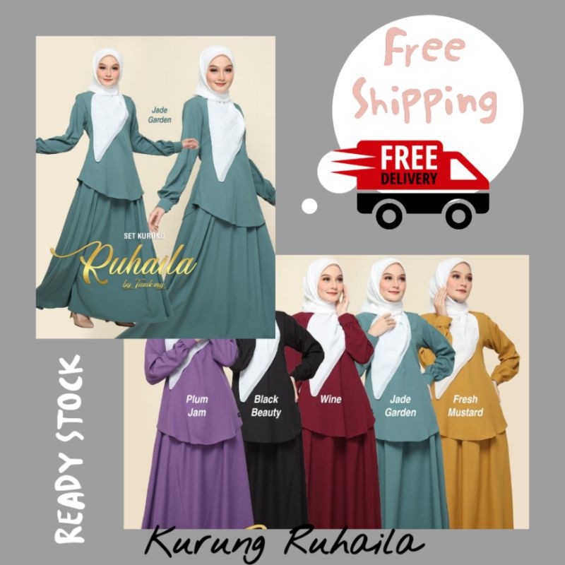 Shop Malaysia Tunik My Set Wear Ready Stock Kurung Ruhaila Tangan Cekak Suit Muslimah Skirt Part B Shopee Singapore