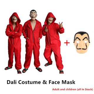 Image of [In Stock] Salvador Dali Costume & Face Mask Banknote House cosplay suit DALI red clown suit original costume dali spektor 2 cosplay dali mask