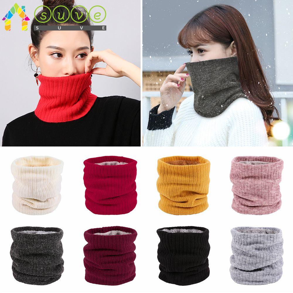 Winter Neck Scarf for Man Women Warm Lined Faux Fur Neck Knitted Scarves 