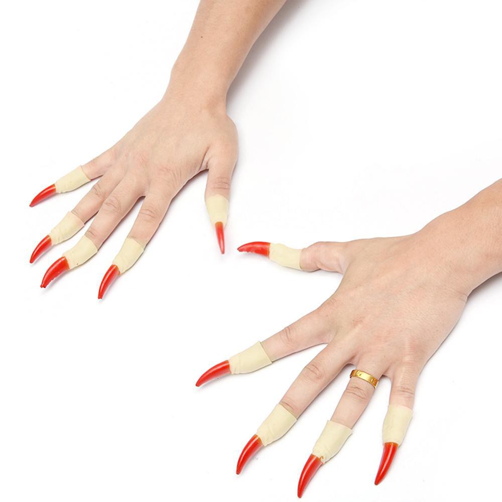 10pcs Set Halloween Props Thriller Scary Nail Covers Claw Tips Fake Finger Nail Shopee Singapore